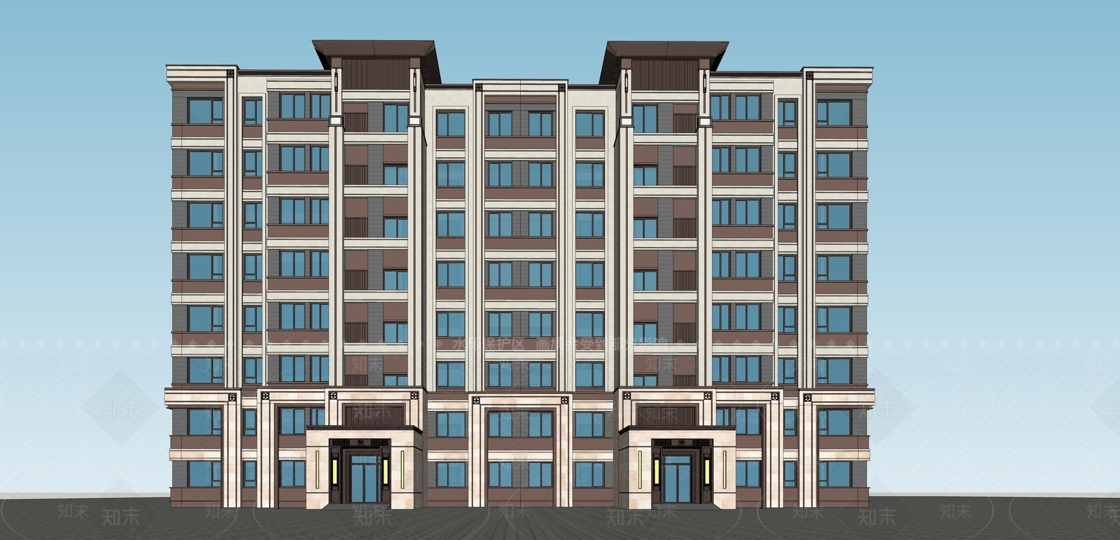 现代高层住宅SU模型下载【ID:1202084667】