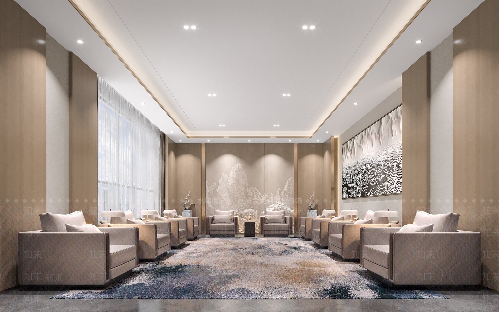 现代新中式接待室3D模型下载【ID:1202087458】