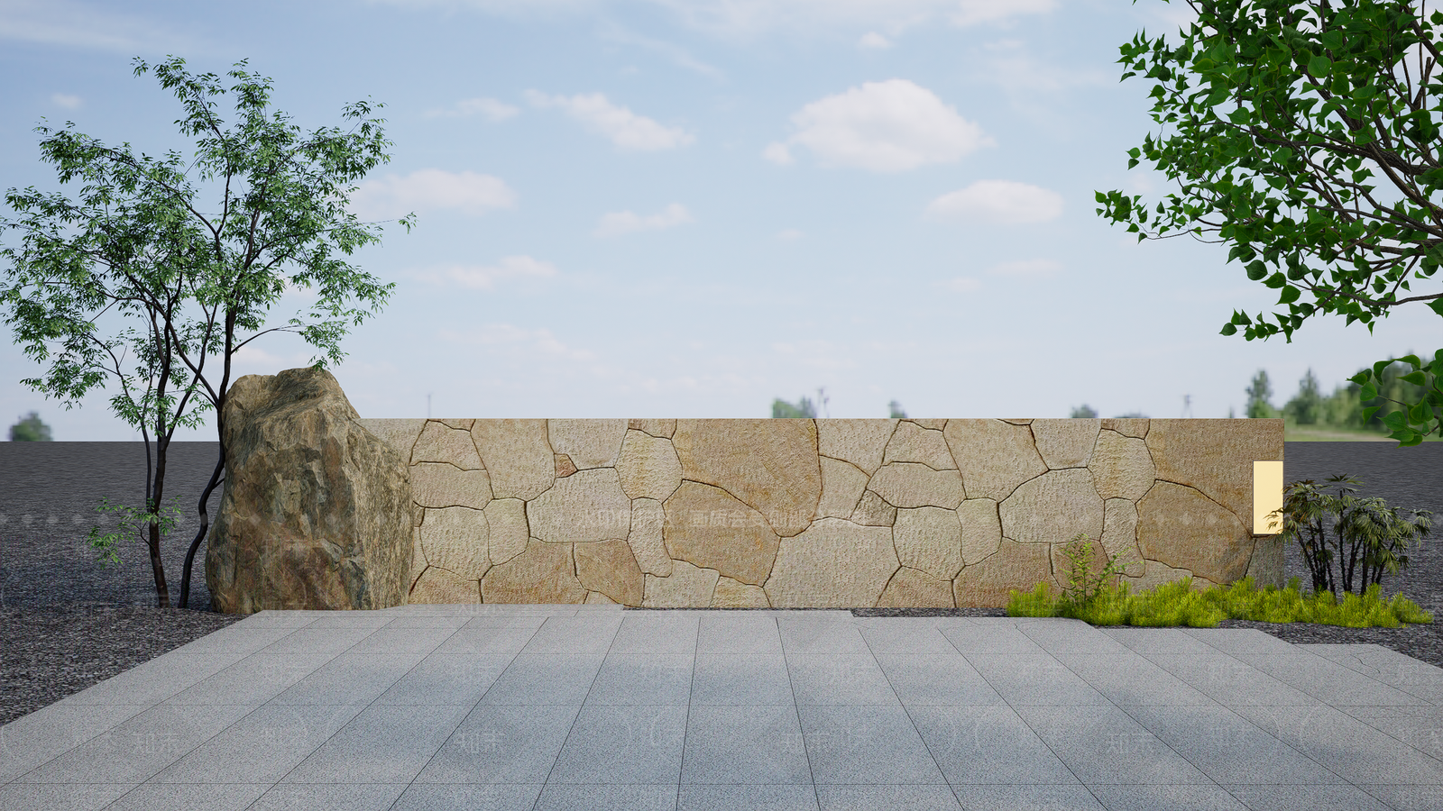 日式禅意景墙SU模型下载【ID:1202088255】