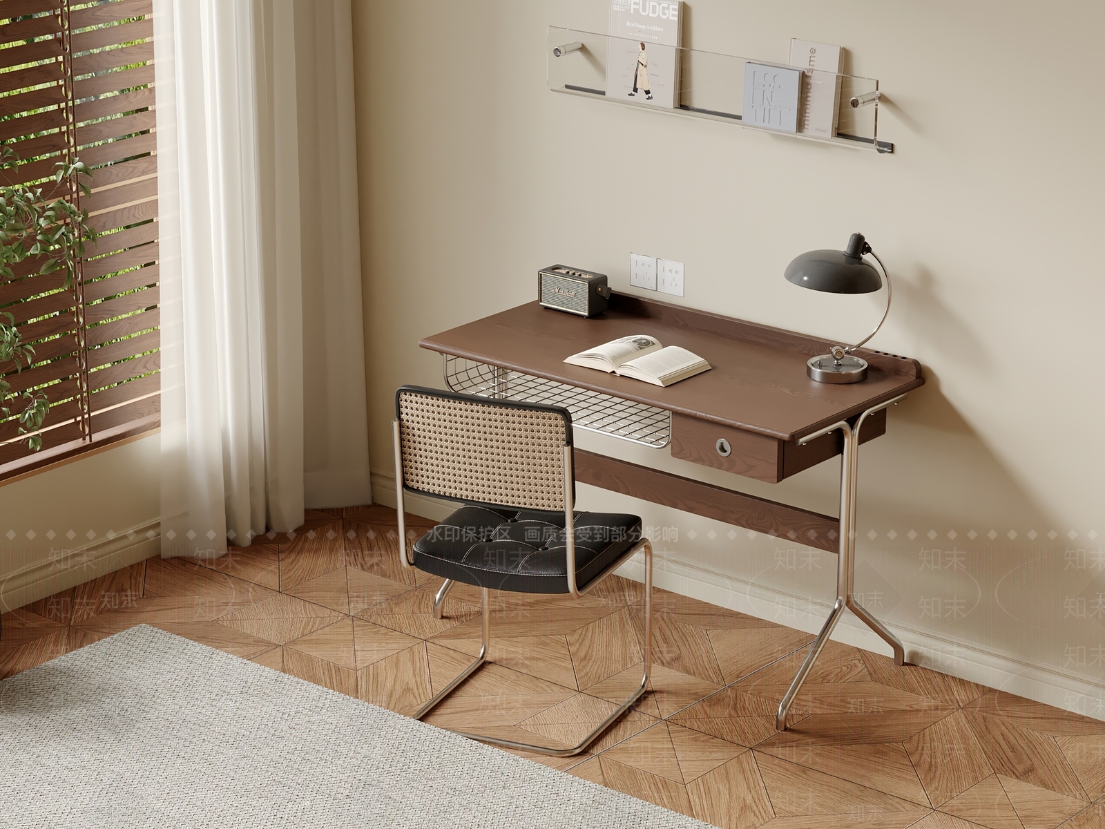 现代中古书桌3D模型下载【ID:1202089656】