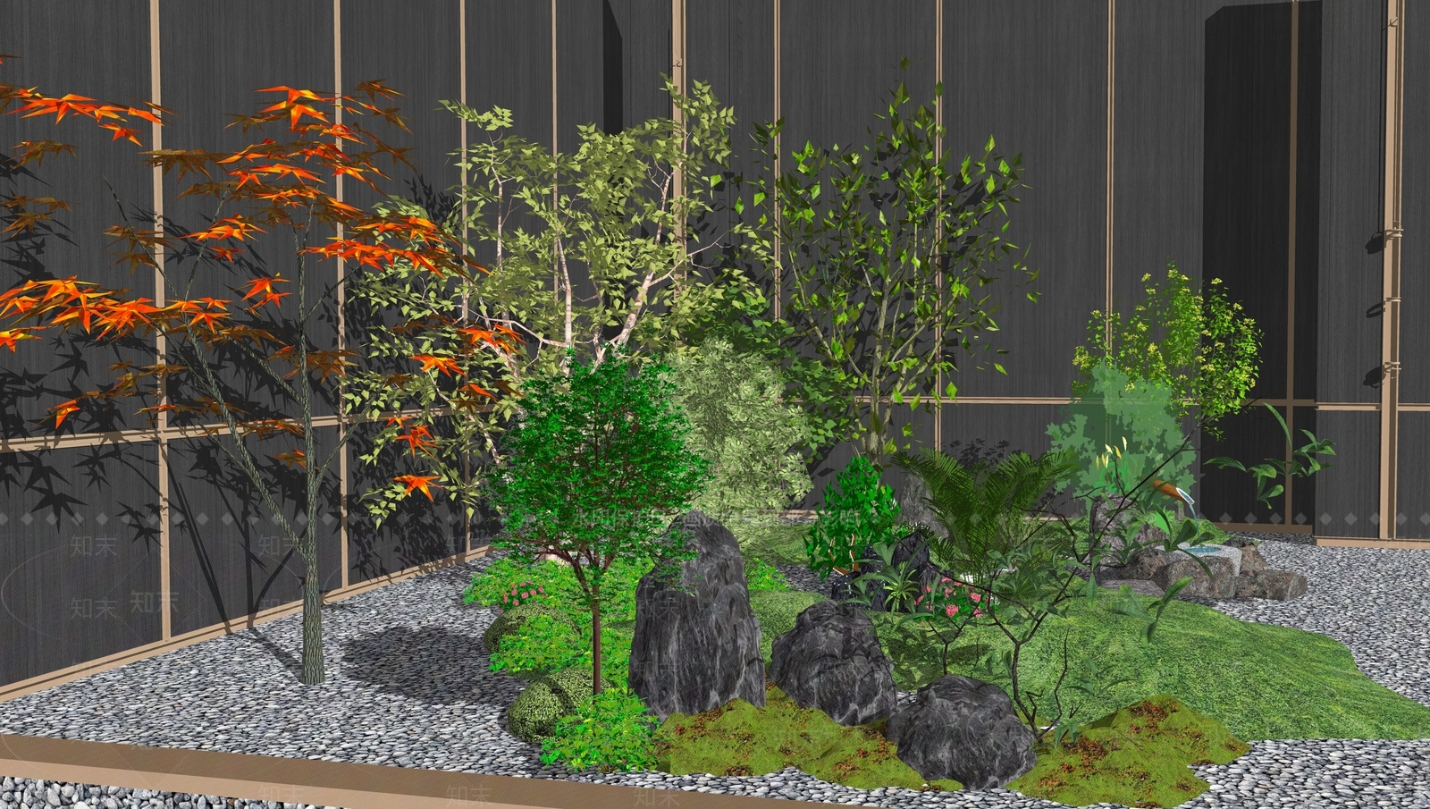 现代小区景观SU模型下载【ID:1202093533】