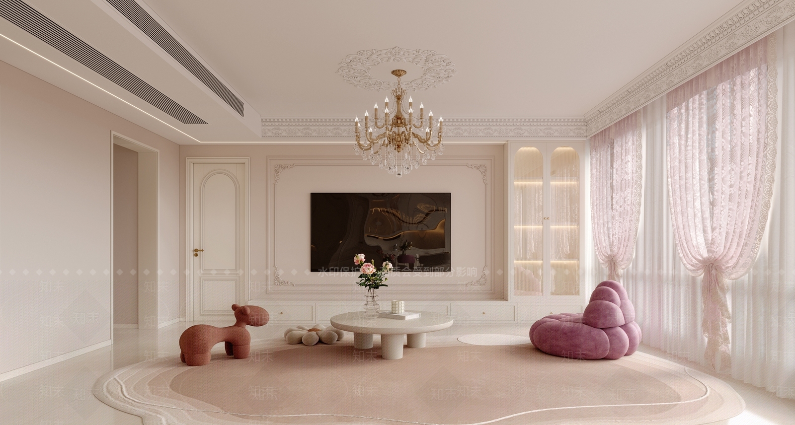 法式轻奢家居客厅3D模型下载【ID:1202094397】