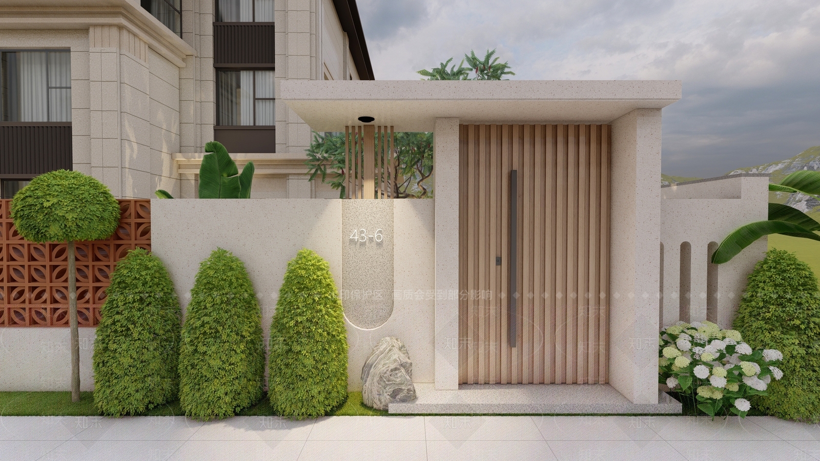 现代奶油入口大门SU模型下载【ID:1202097204】