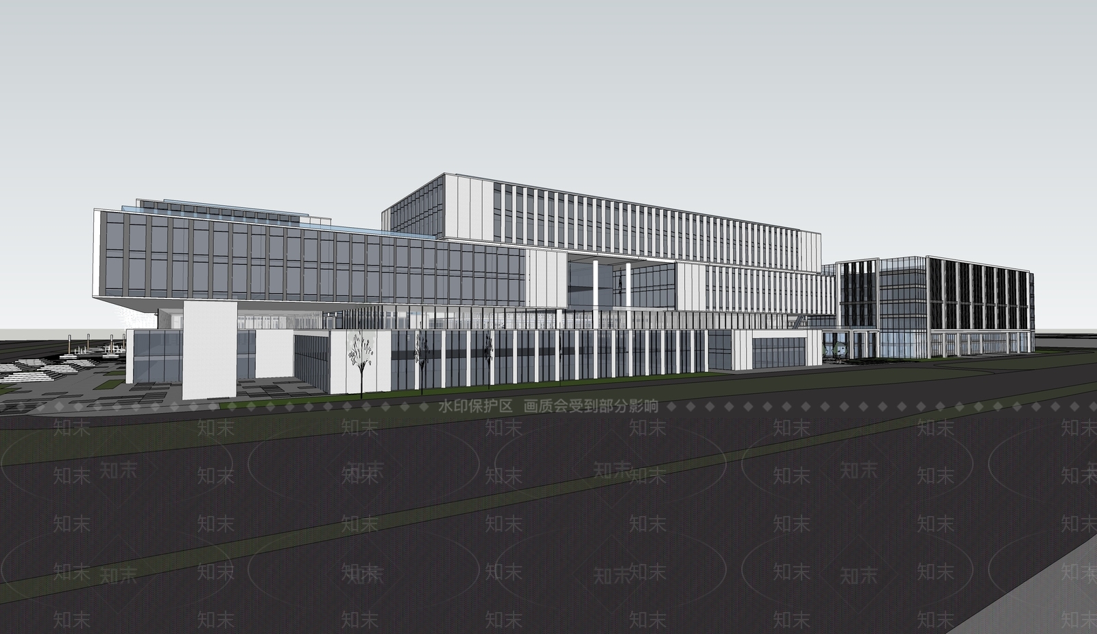 现代产业园办公楼SU模型下载【ID:1202171004】