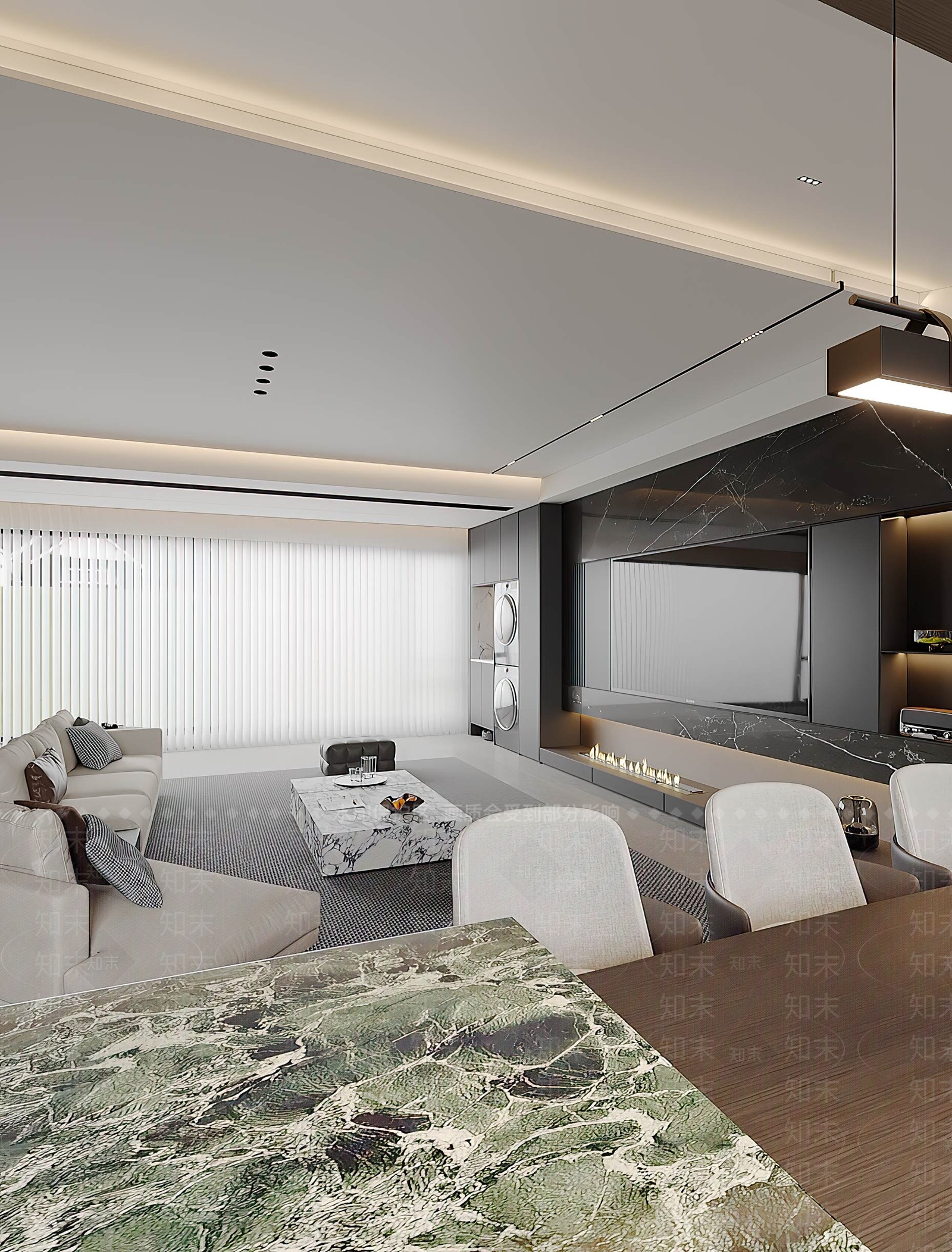 现代极简客餐厅3D模型下载【ID:1204197683】