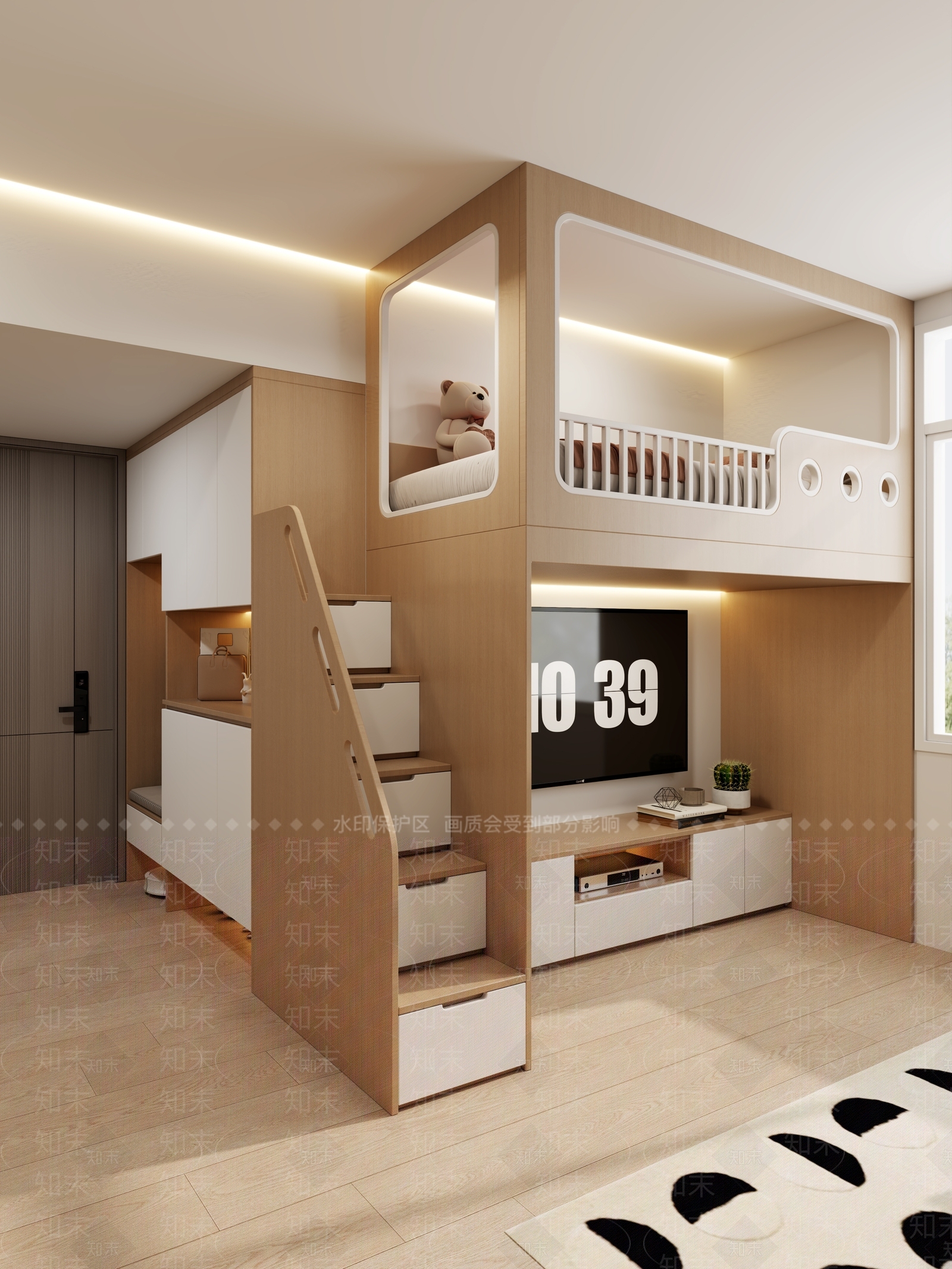 现代通用儿童房3D模型下载【ID:1202118420】