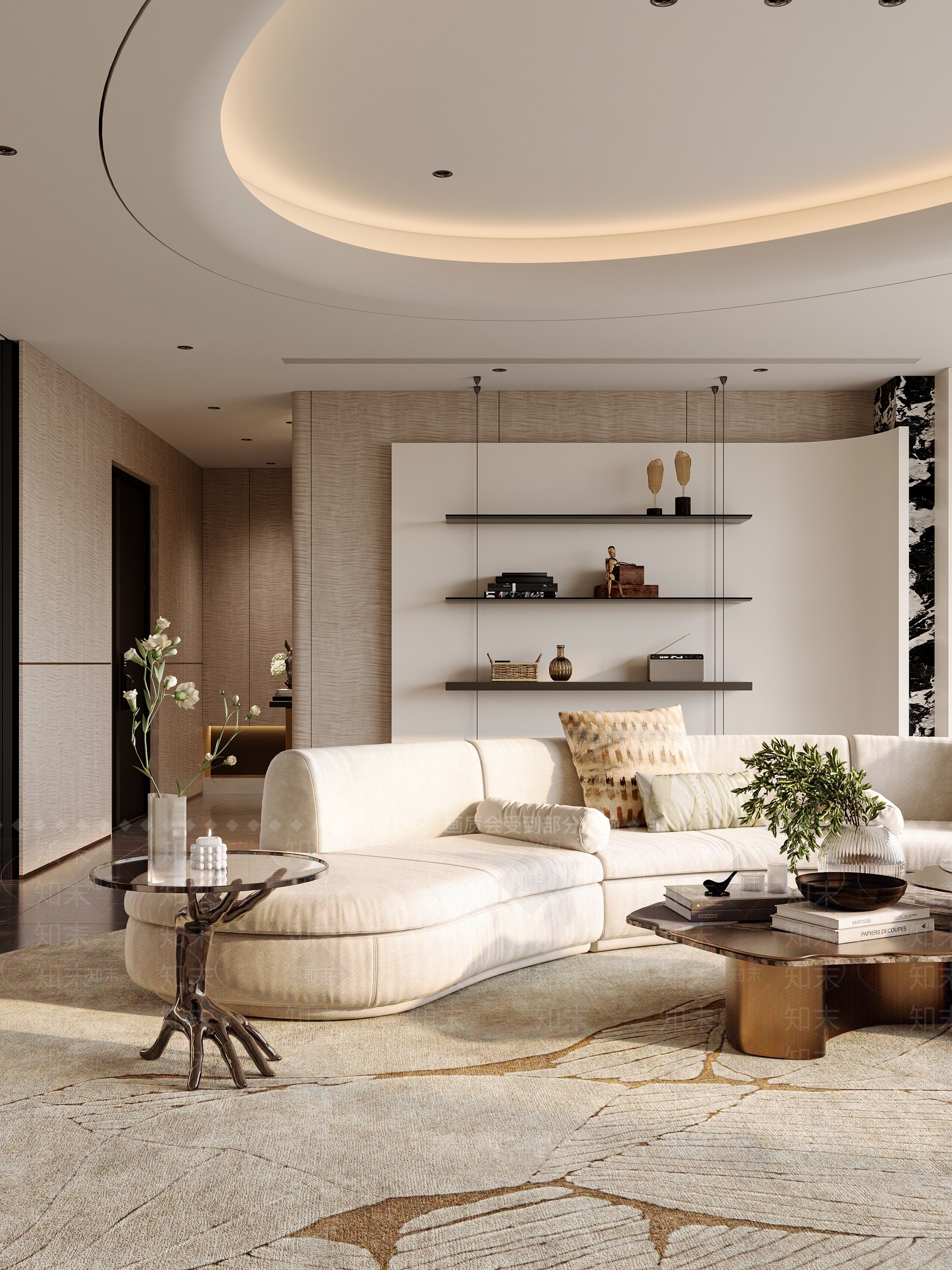 现代轻奢横厅3D模型下载【ID:1202121694】