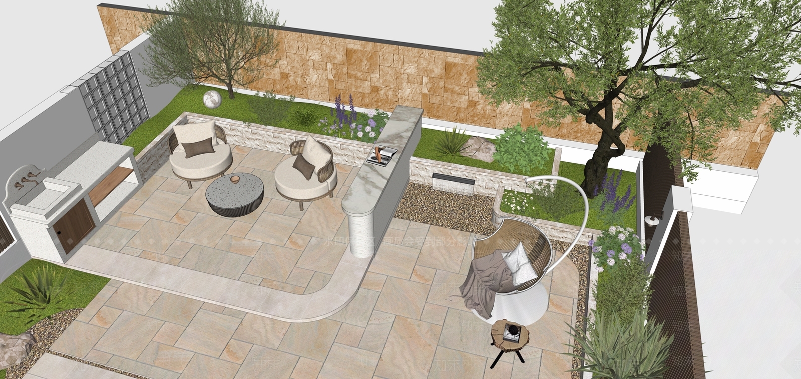 美式中古别墅庭院SU模型下载【ID:1202120658】