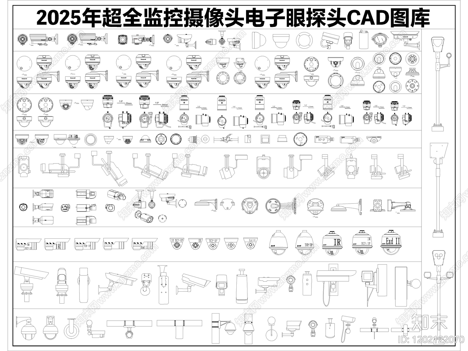 2025年超全监控摄像头电子眼探头CAD图库施工图下载【ID:1202122070】