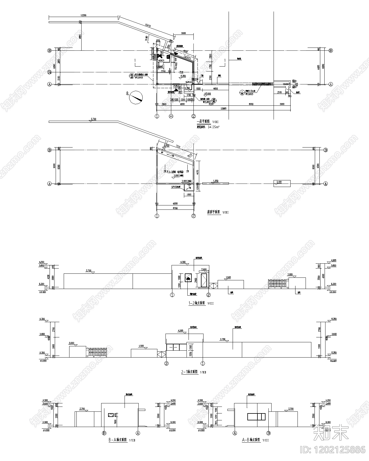 现代产业园建筑cad施工图下载【ID:1202125886】
