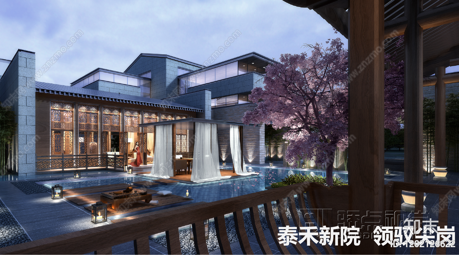 现代新中式别墅建筑下载【ID:1202126622】