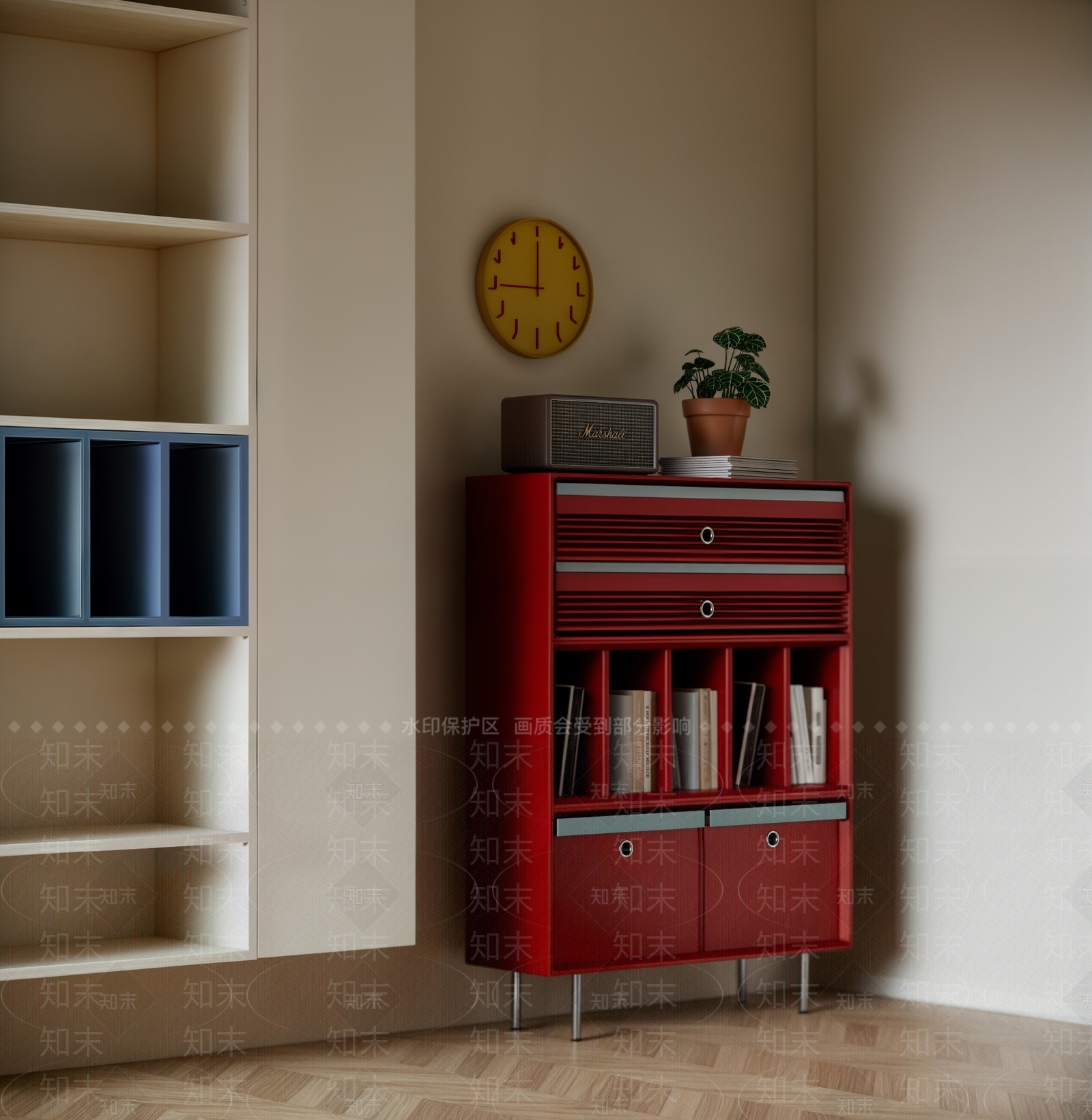 中古奶油储物柜SU模型下载【ID:1202129158】