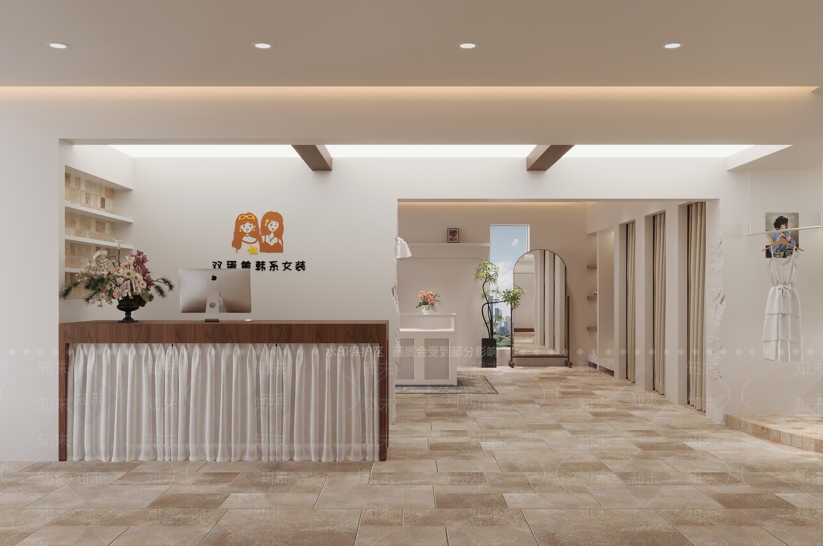 现代奶油服装店3D模型下载【ID:1202471527】
