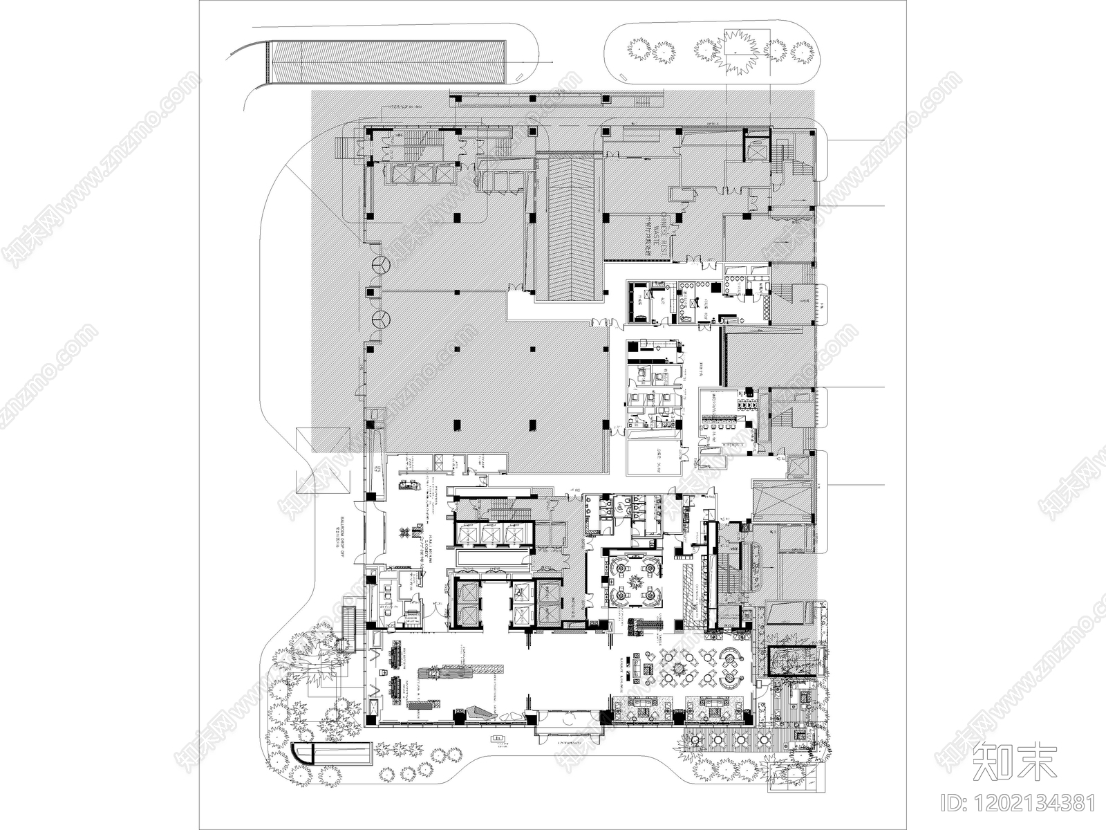 13套酒店大堂酒店客房CAD平面图施工图cad施工图下载【ID:1202134381】