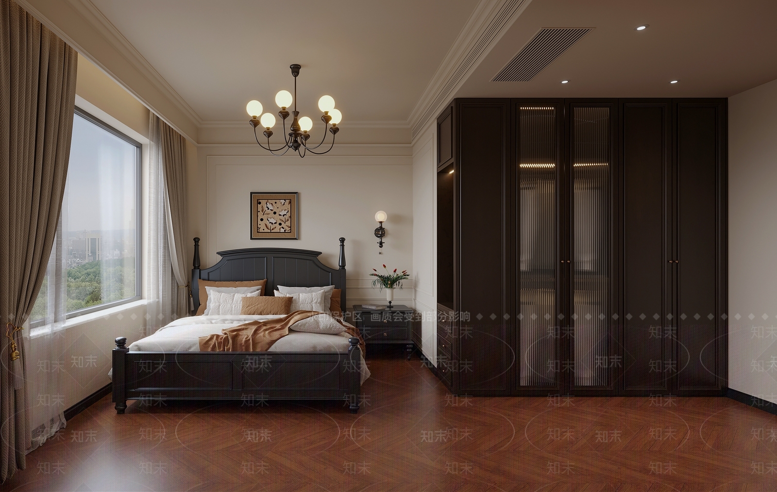 法式美式家居卧室3D模型下载【ID:1202135580】