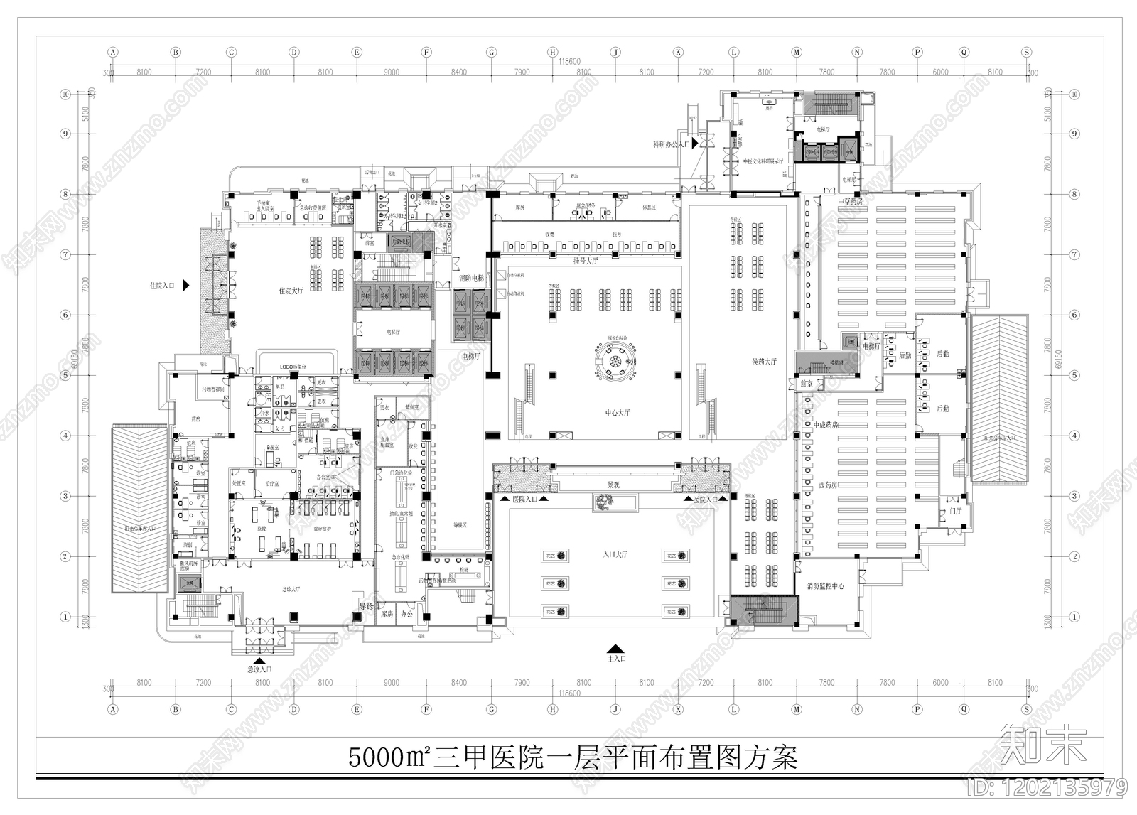 现代医院cad施工图下载【ID:1202135979】