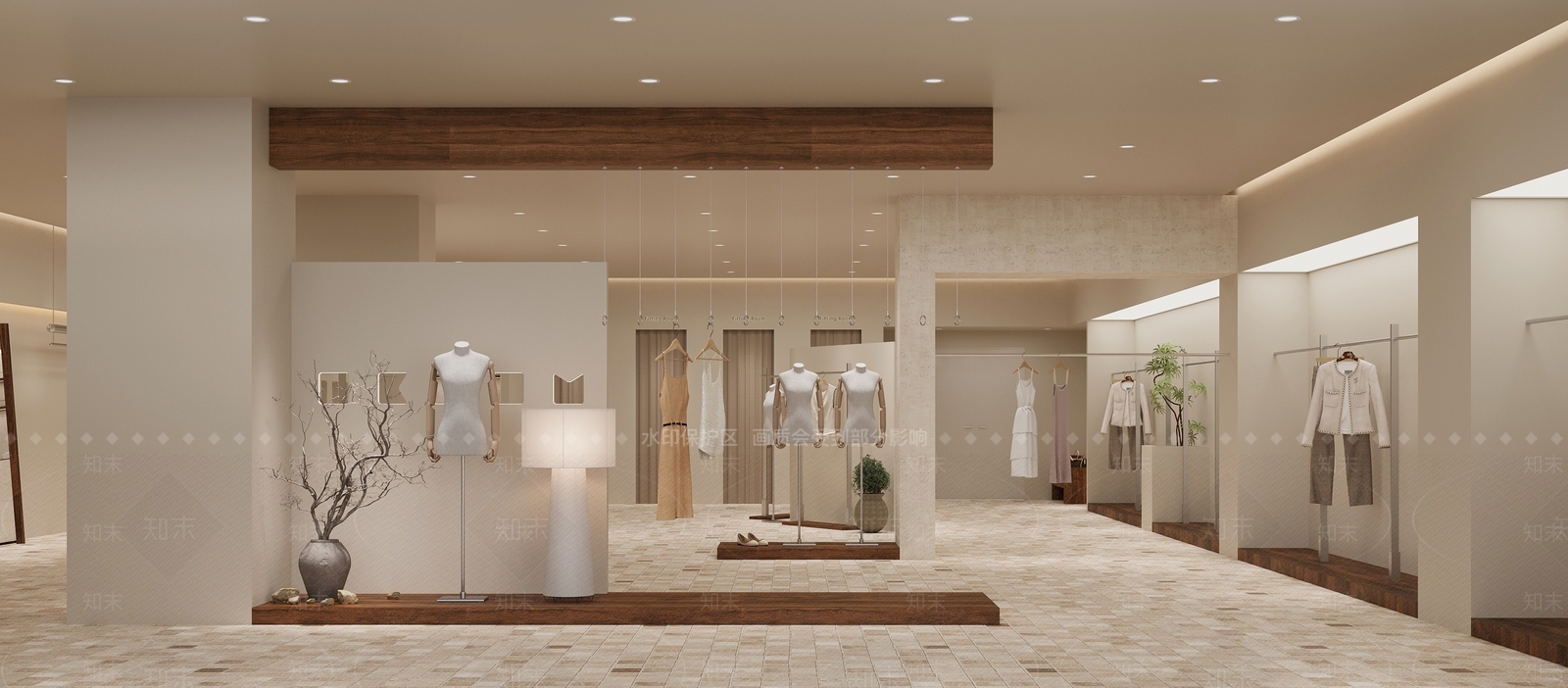 现代侘寂服装店3D模型下载【ID:1202132453】