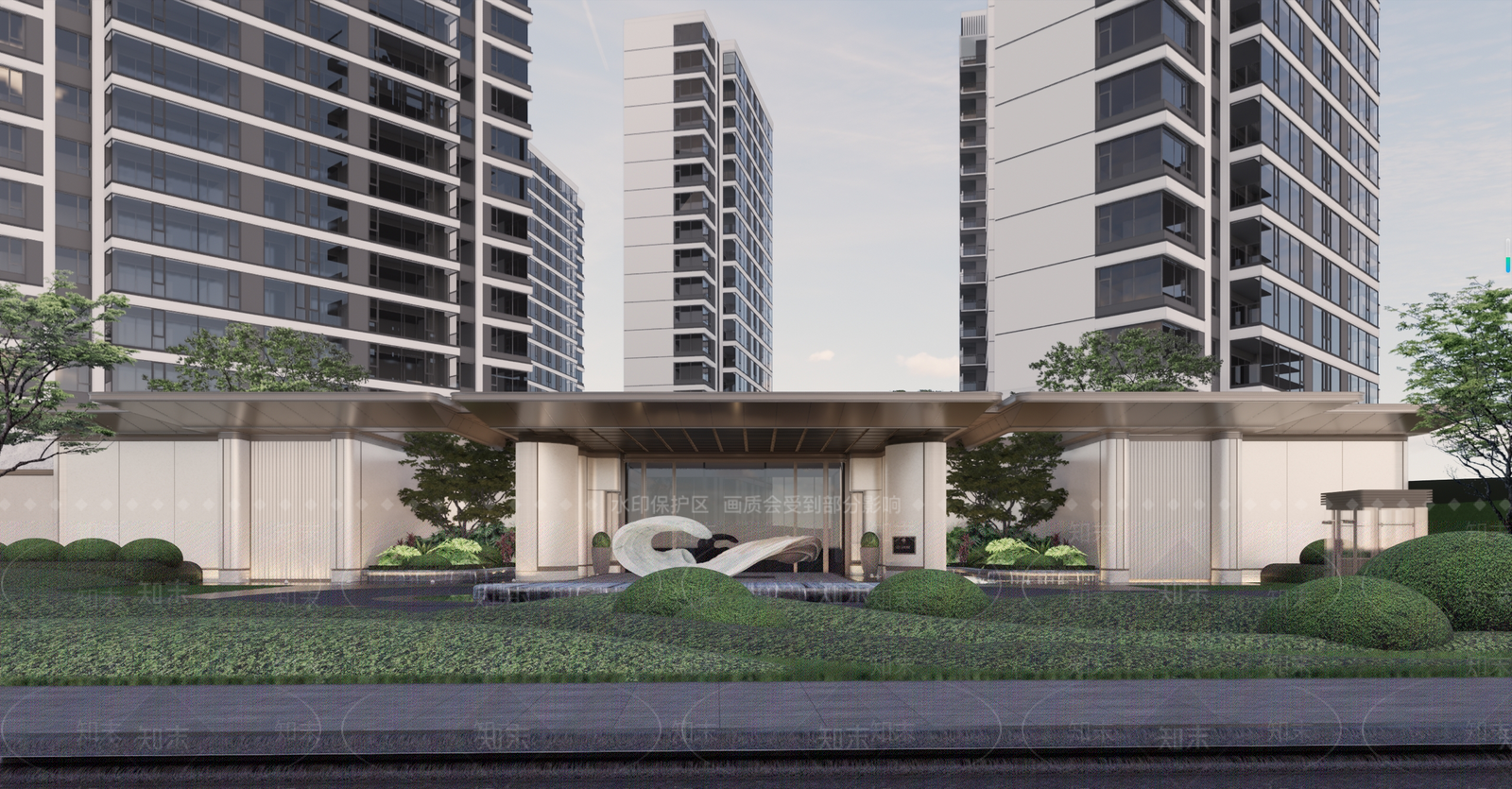 现代小区景观SU模型下载【ID:1202140921】