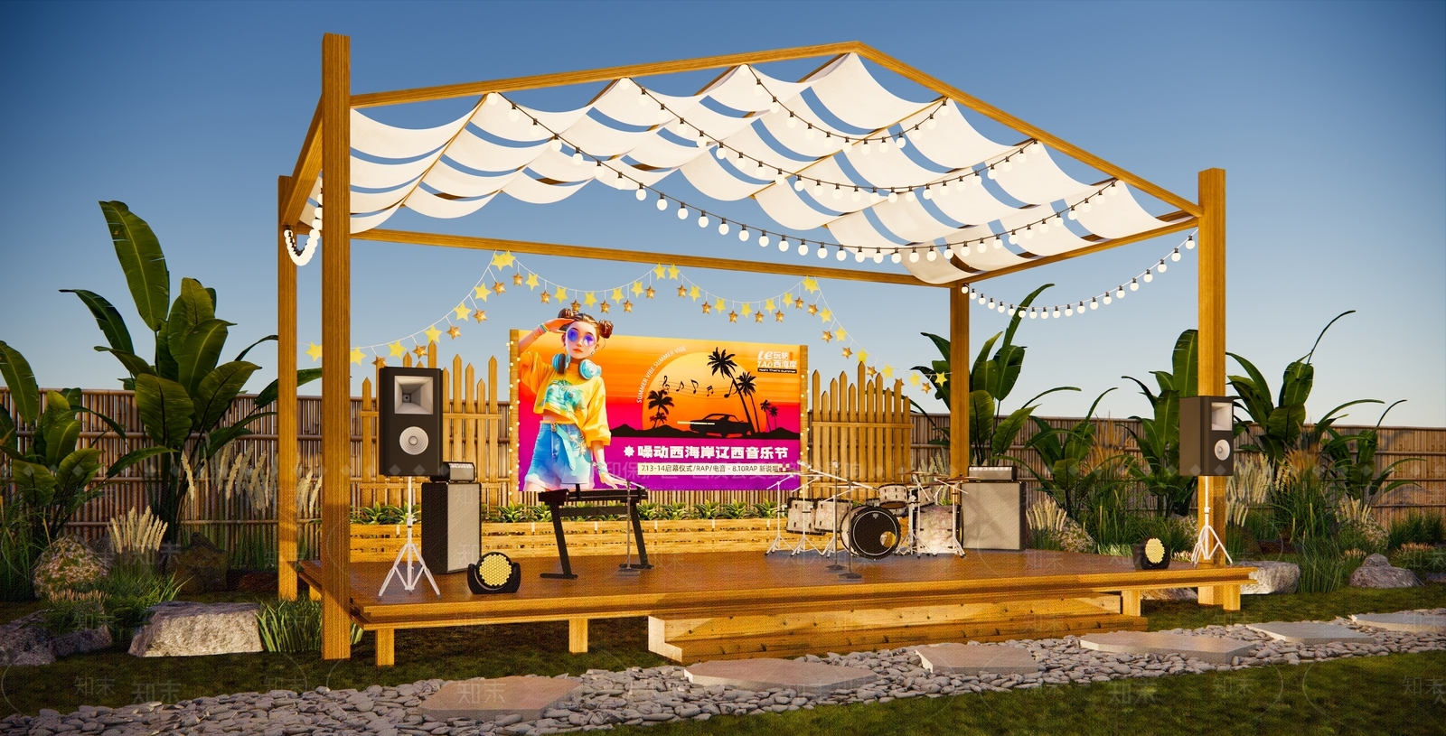 现代露天舞台SU模型下载【ID:1202141812】