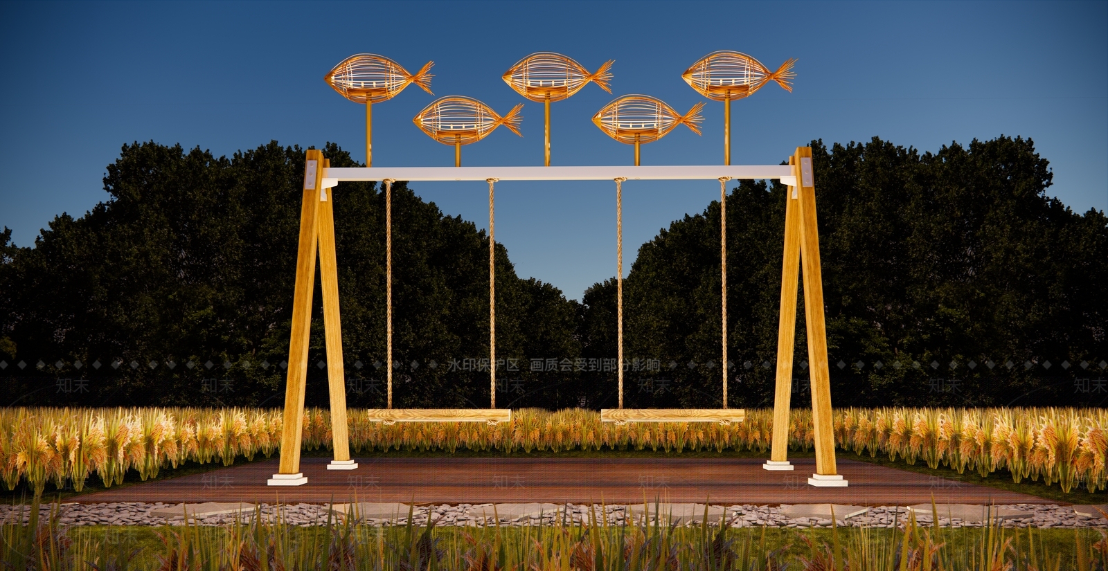 现代秋千SU模型下载【ID:1202142628】