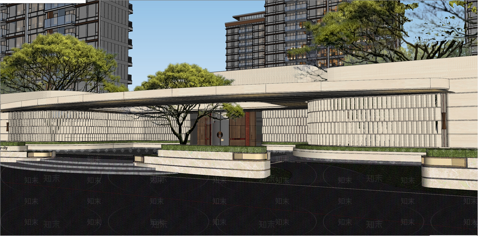 现代商业综合体景观SU模型下载【ID:1202464321】