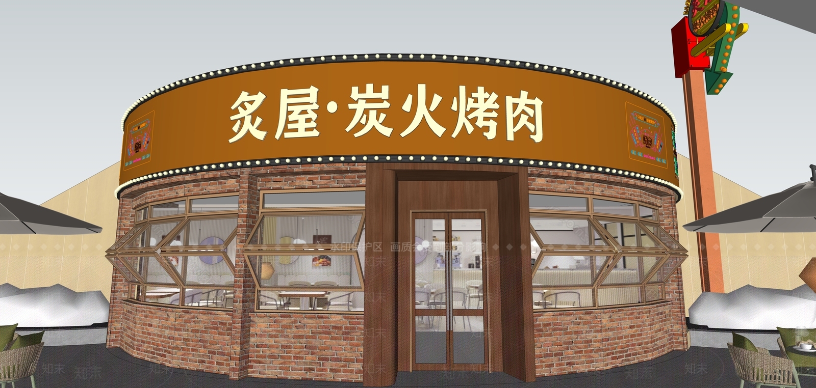 工业餐饮建筑SU模型下载【ID:1202149610】