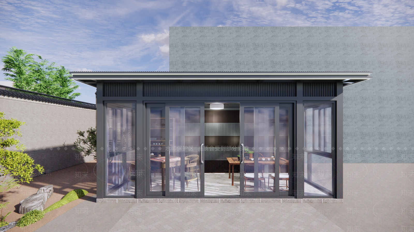 现代新中式亭子SU模型下载【ID:1203988937】