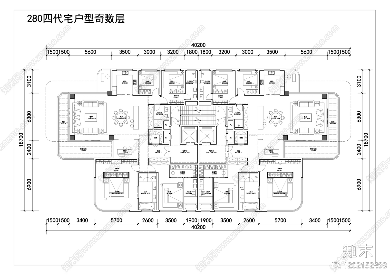 现代新中式住宅楼建筑施工图下载【ID:1202152493】