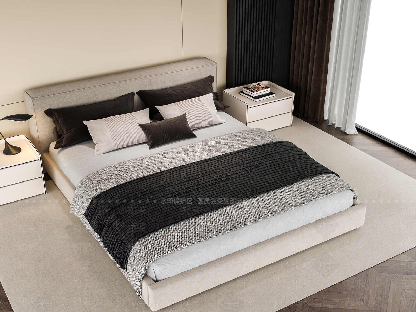 现代单人卧室SU模型下载【ID:1202154120】