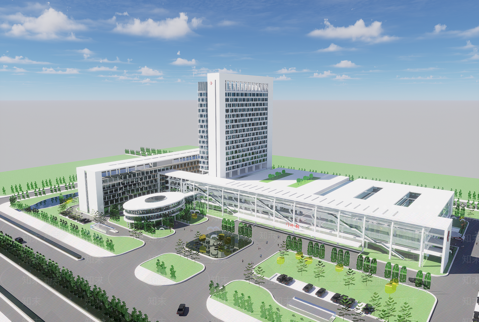 现代医院建筑SU模型下载【ID:1202154677】
