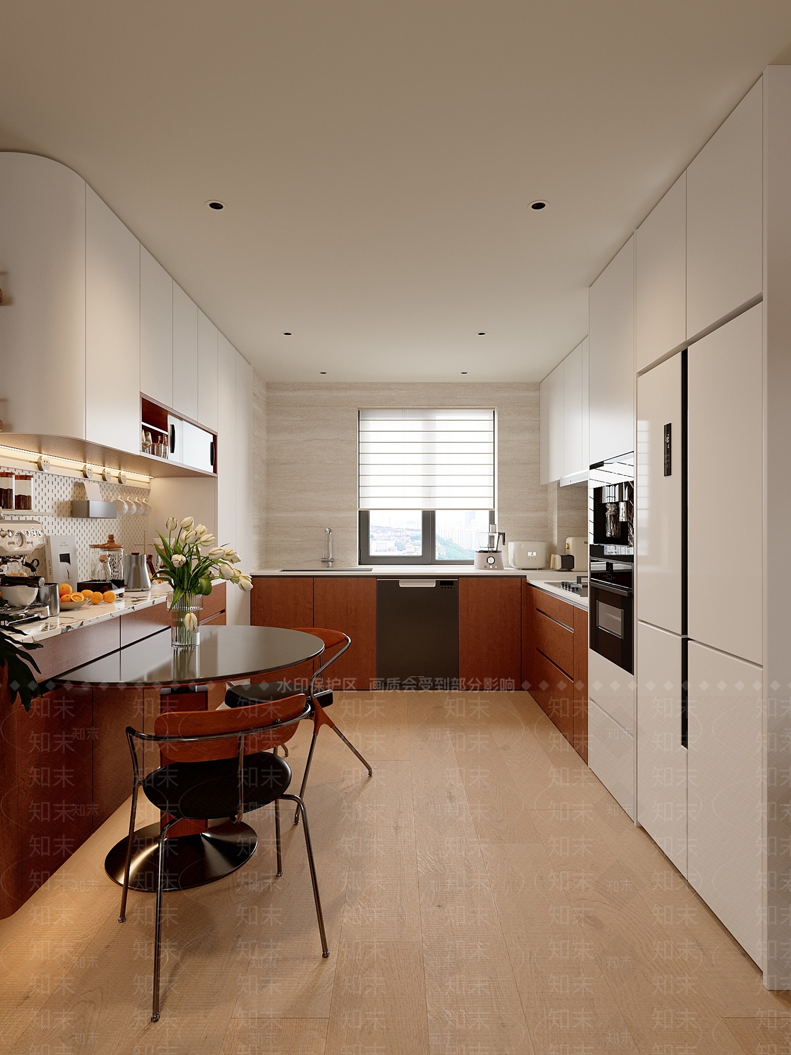 中古奶油开放式厨房3D模型下载【ID:1202157996】