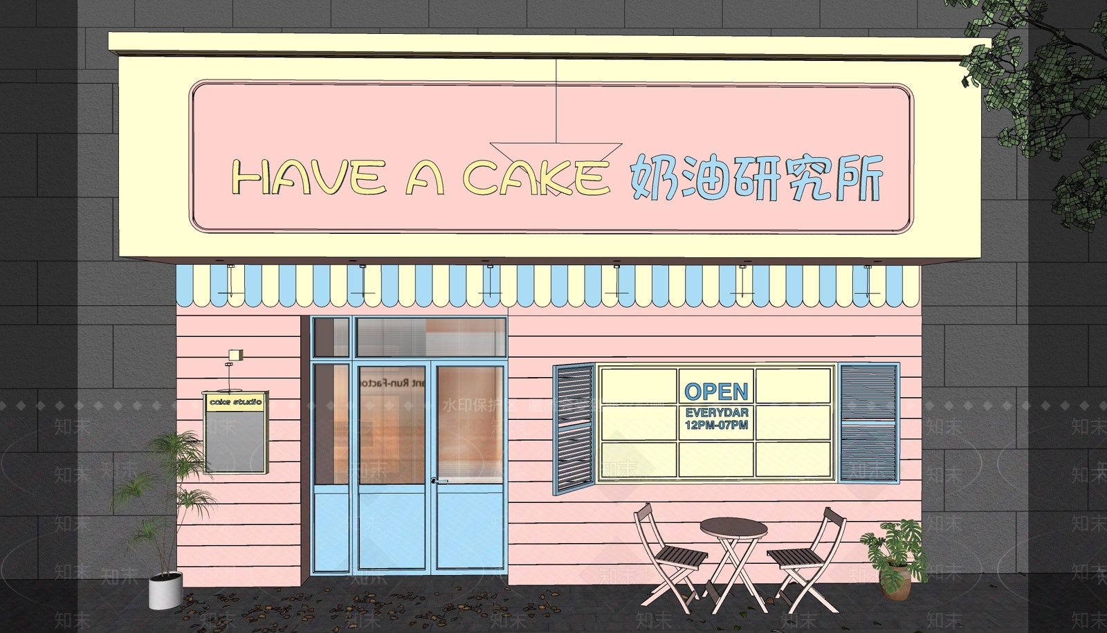 现代甜品面包店SU模型下载【ID:1202158208】