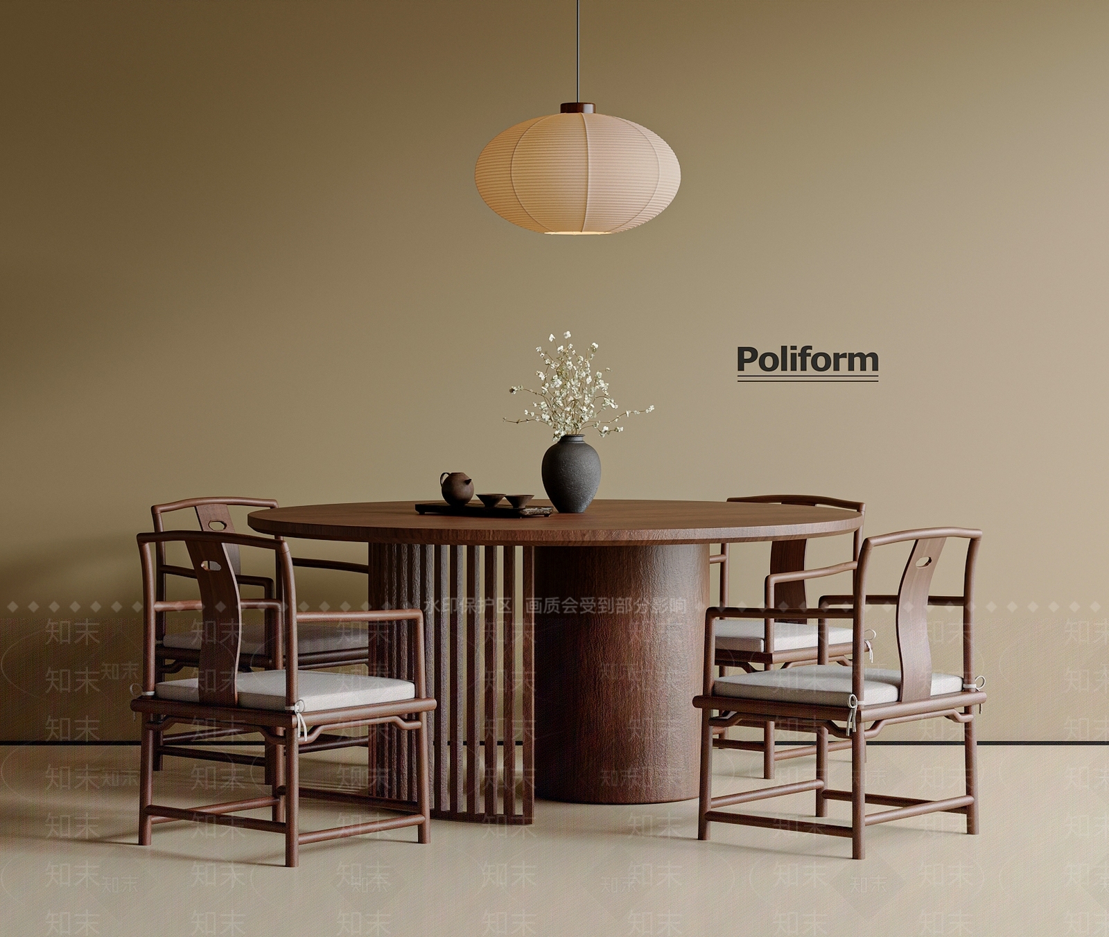 新中式中式餐桌椅3D模型下载【ID:1202158531】