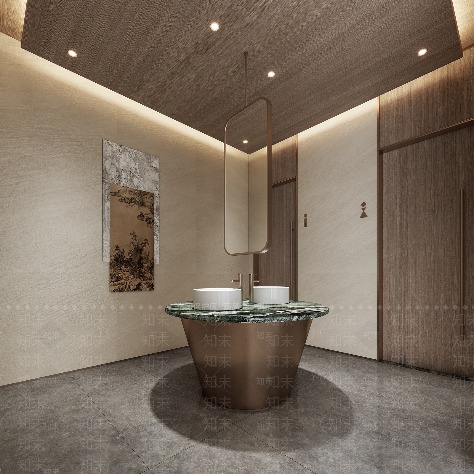 侘寂简约公共卫生间3D模型下载【ID:1202159487】