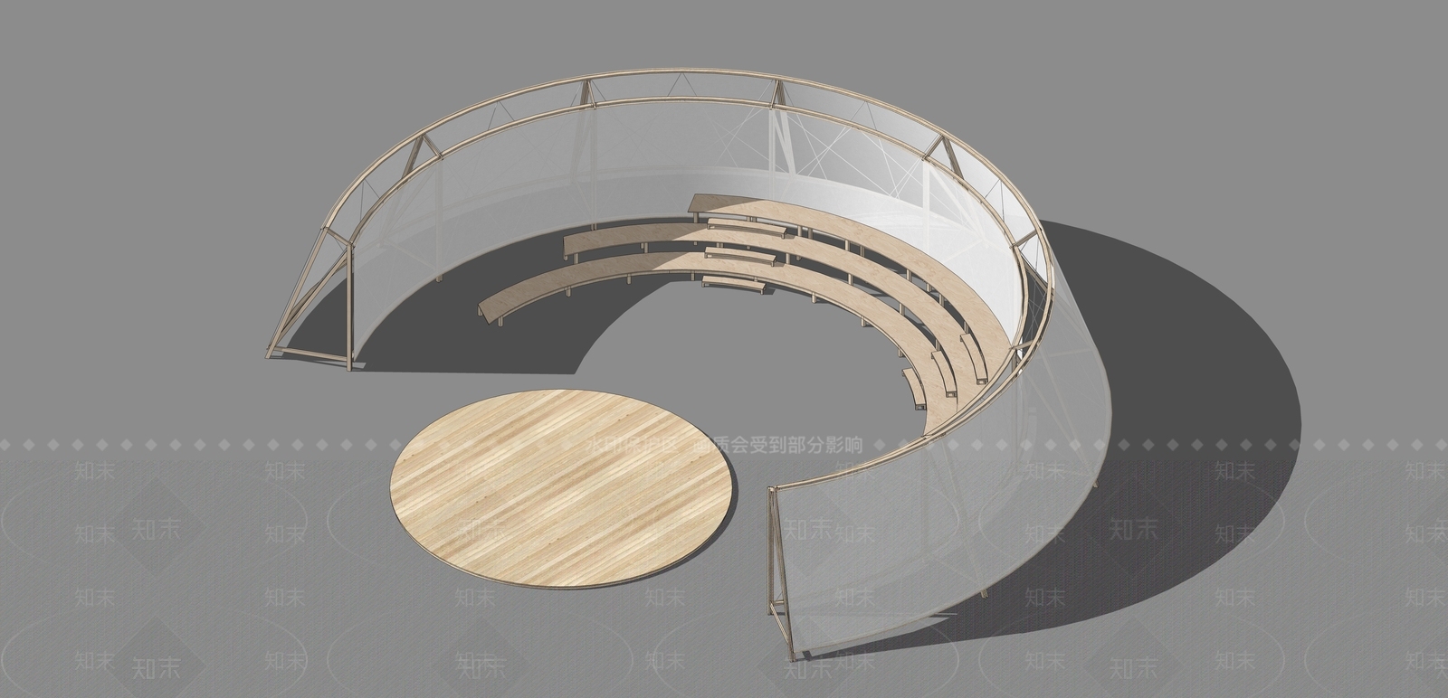 现代原木露天舞台SU模型下载【ID:1202363087】
