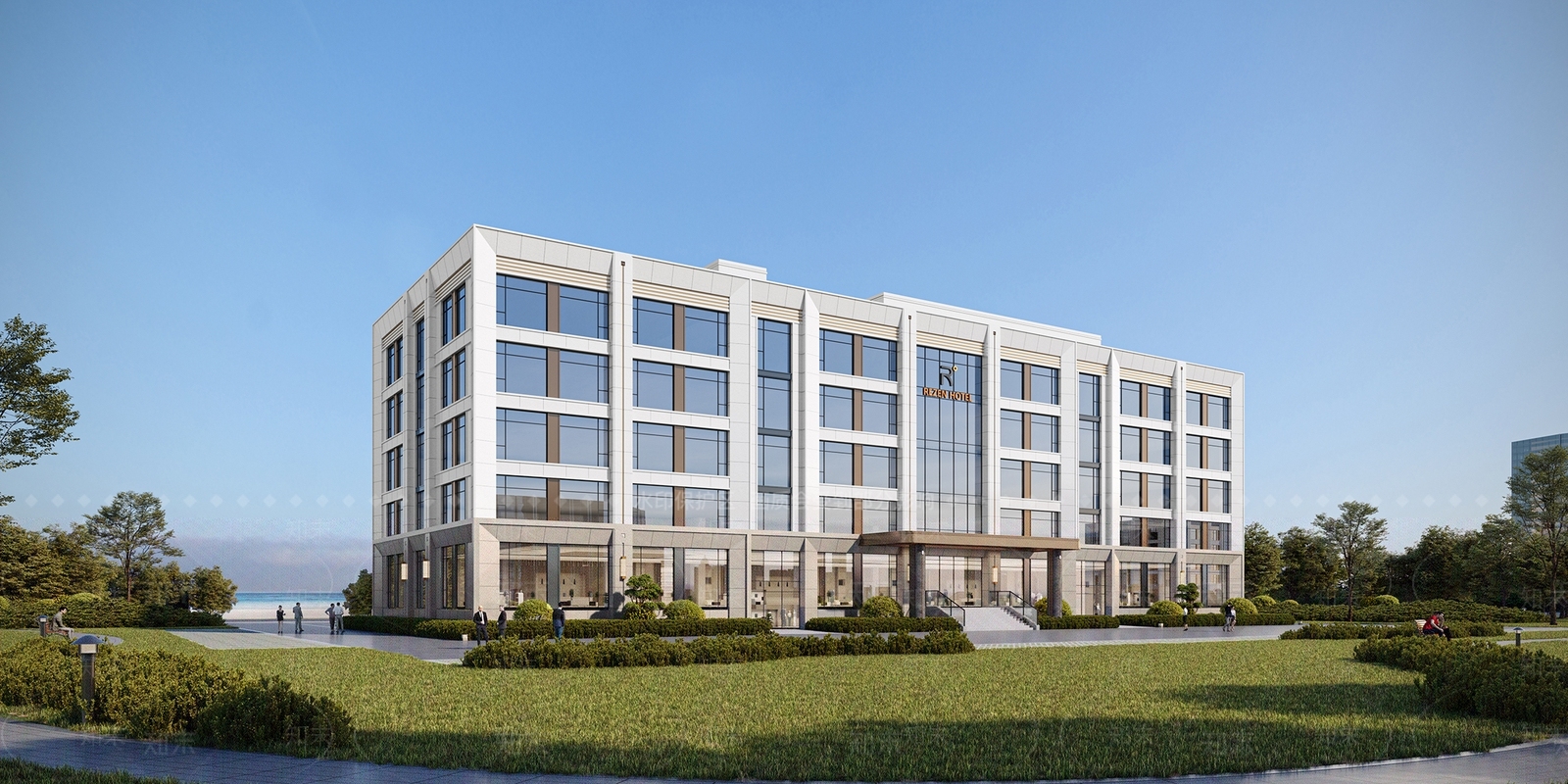 现代欧式酒店建筑SU模型下载【ID:1202164447】