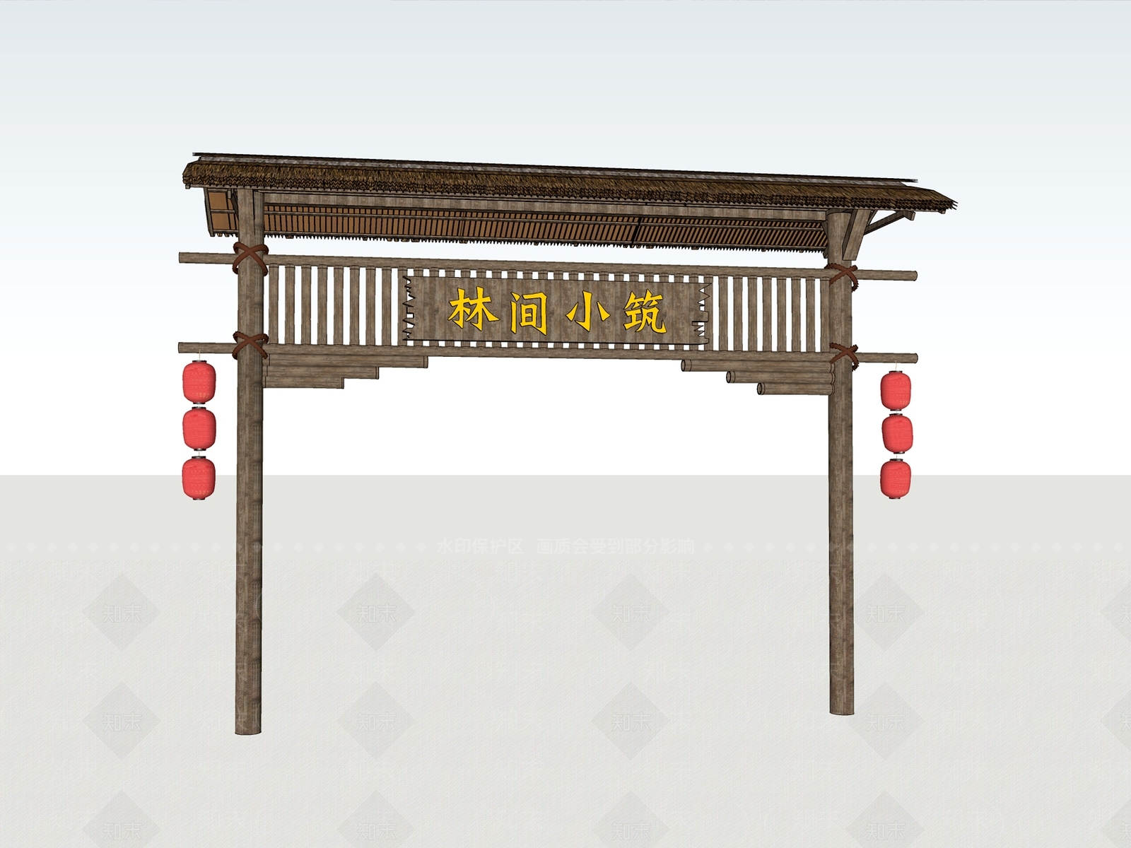 现代中式牌坊牌楼SU模型下载【ID:1202380024】