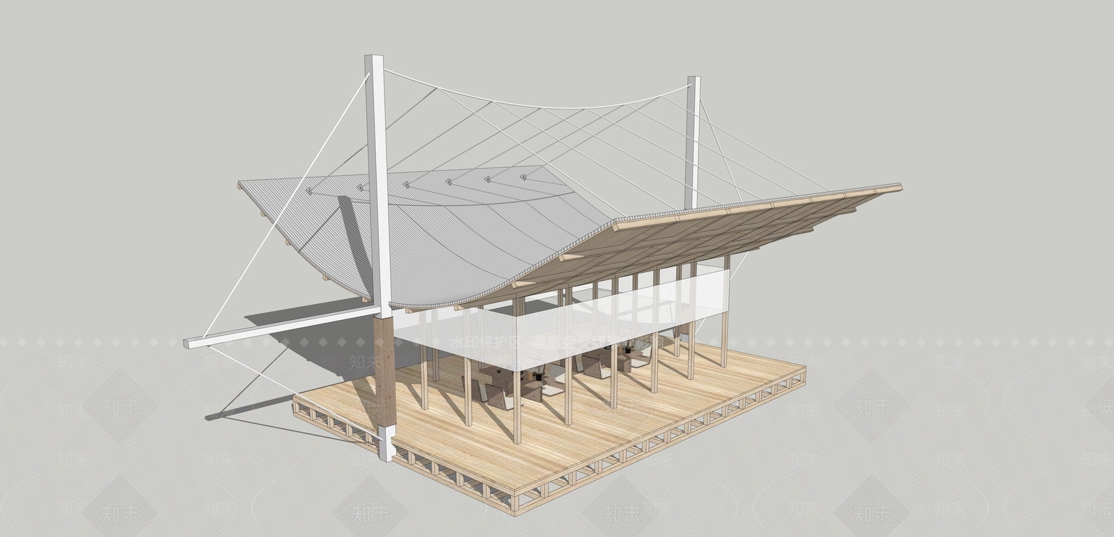 现代廊架空间SU模型下载【ID:1202363069】