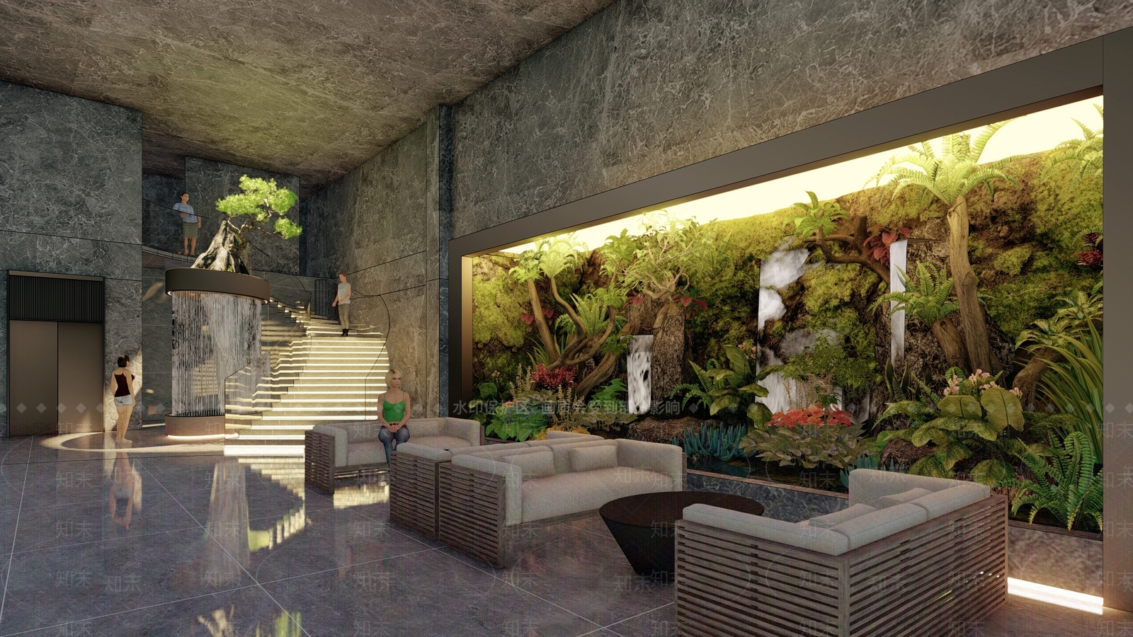 现代室内景观SU模型下载【ID:1202177320】