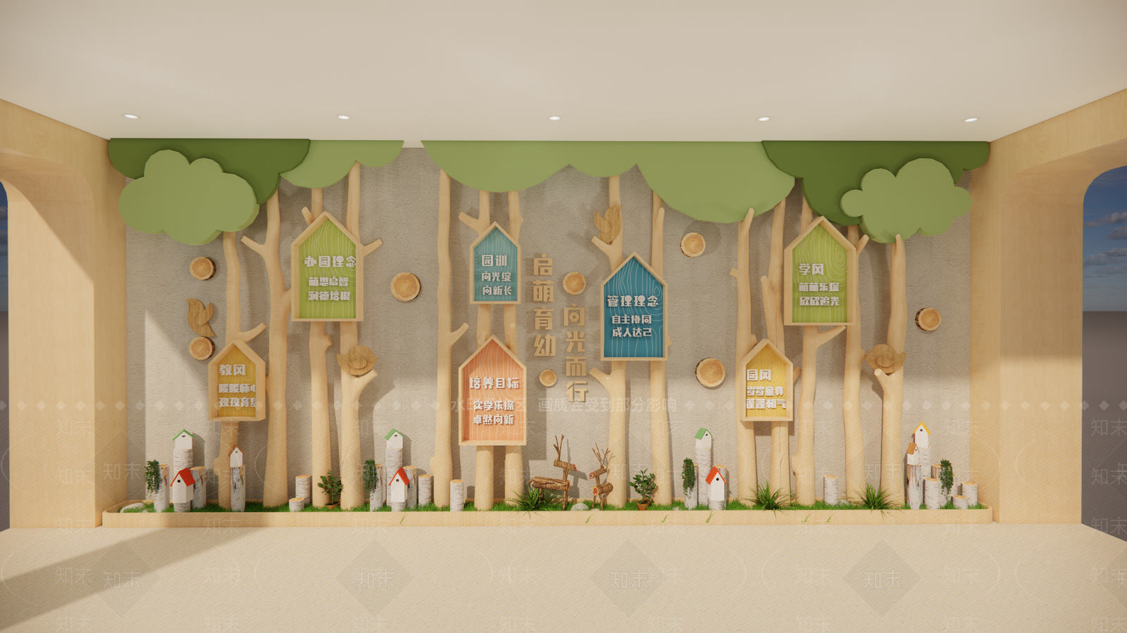 现代原木幼儿园内部SU模型下载【ID:1202178969】