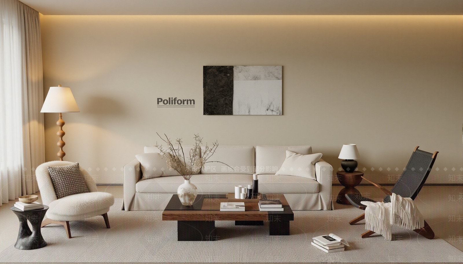 现代中古沙发组合SU模型下载【ID:1202179555】