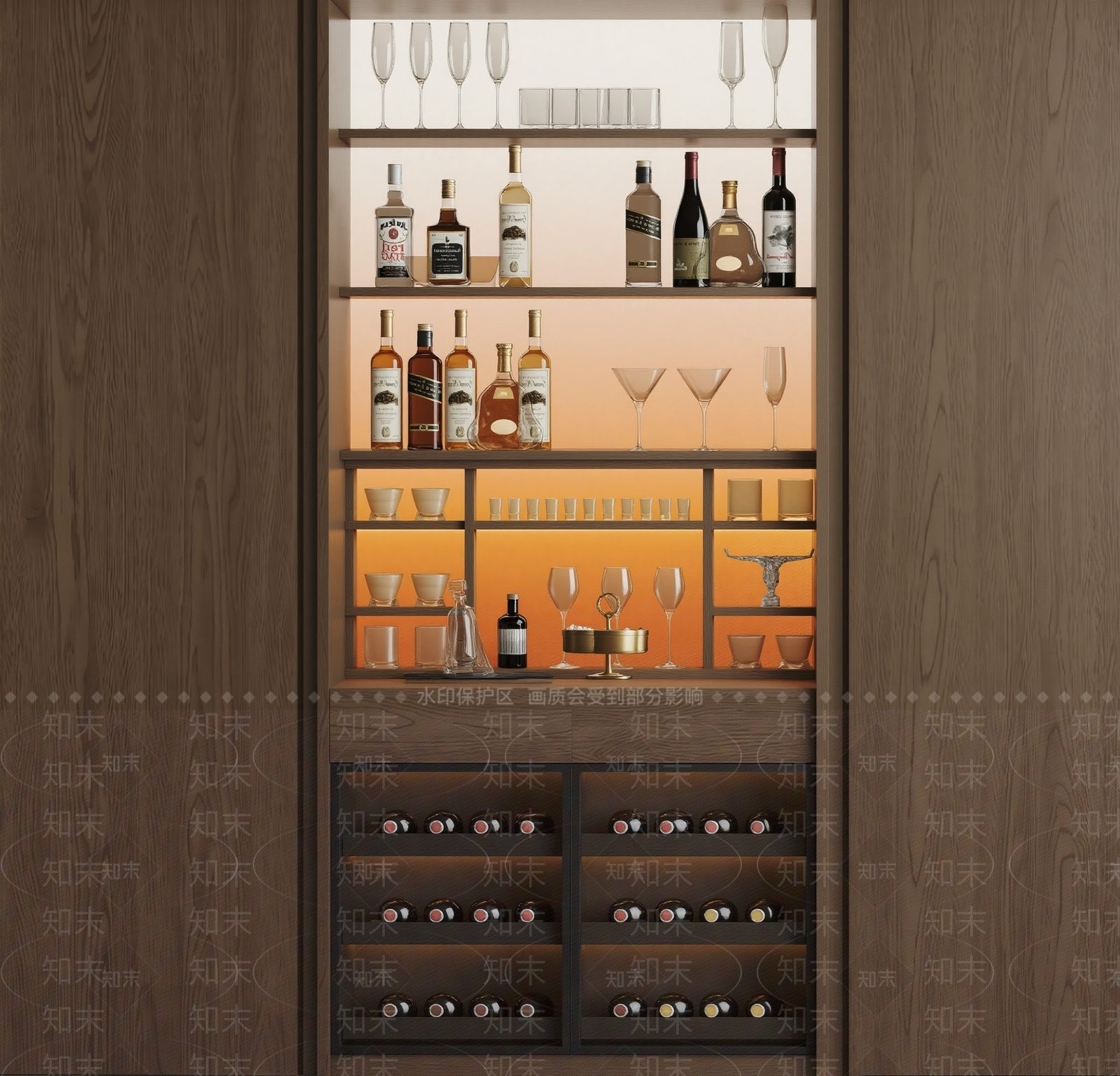 现代意式酒柜3D模型下载【ID:1202180095】