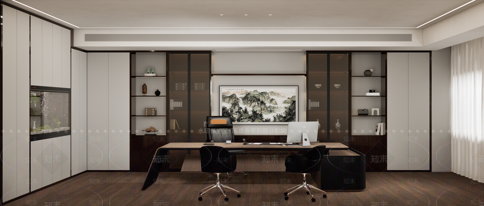 新中式中式办公室SU模型下载【ID:1202180382】