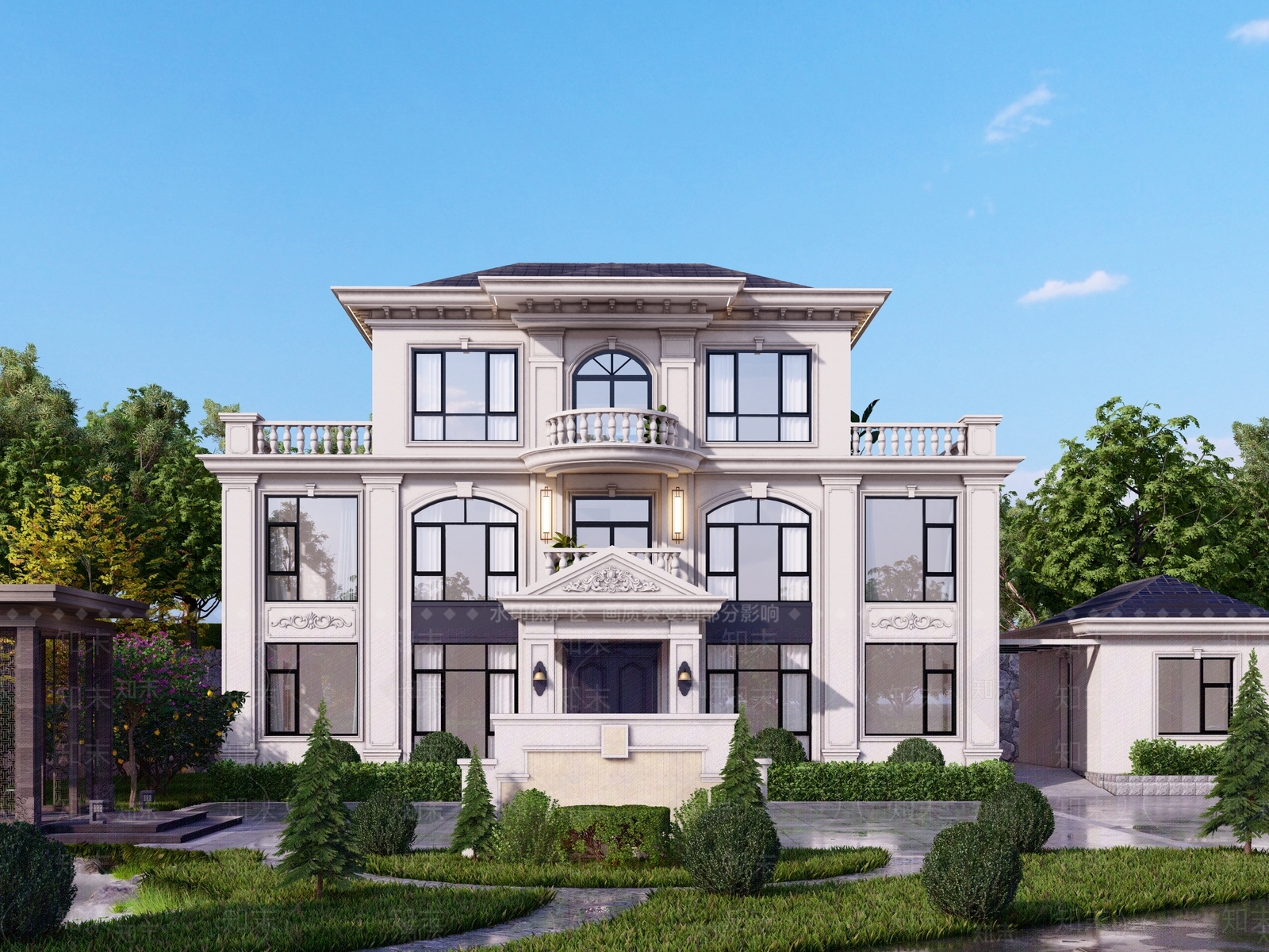 法式独栋别墅SU模型下载【ID:1202180965】
