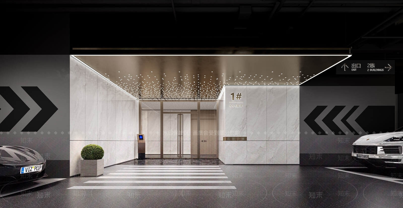 现代室内停车场3D模型下载【ID:1202182033】