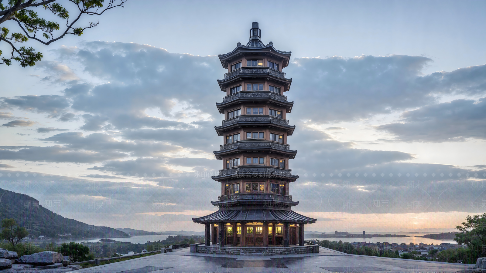 中式新中式塔楼SU模型下载【ID:1202183228】