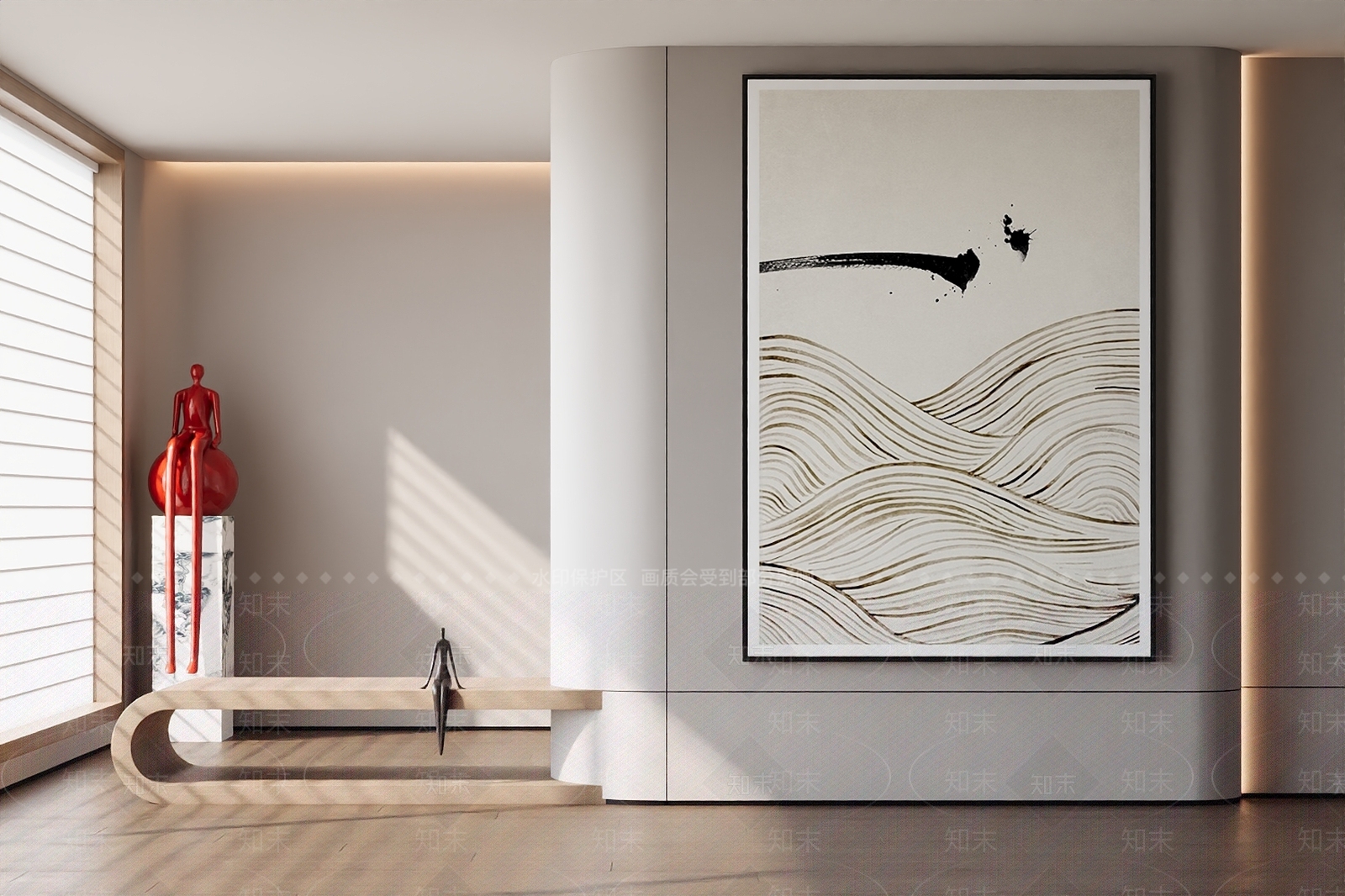 现代奶油挂画3D模型下载【ID:1202188472】