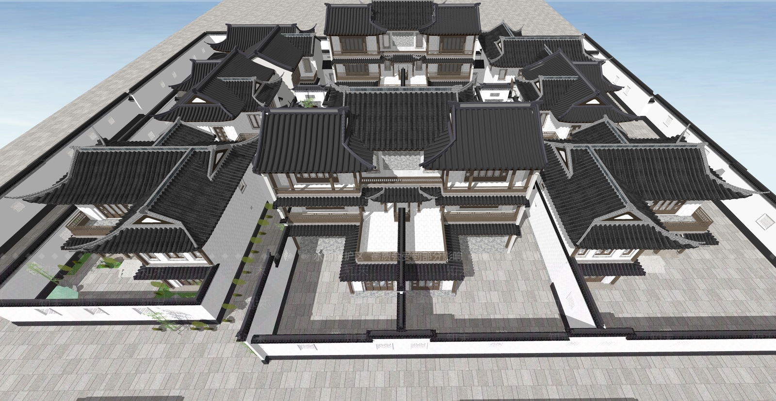 新中式中式四合院SU模型下载【ID:1202191508】