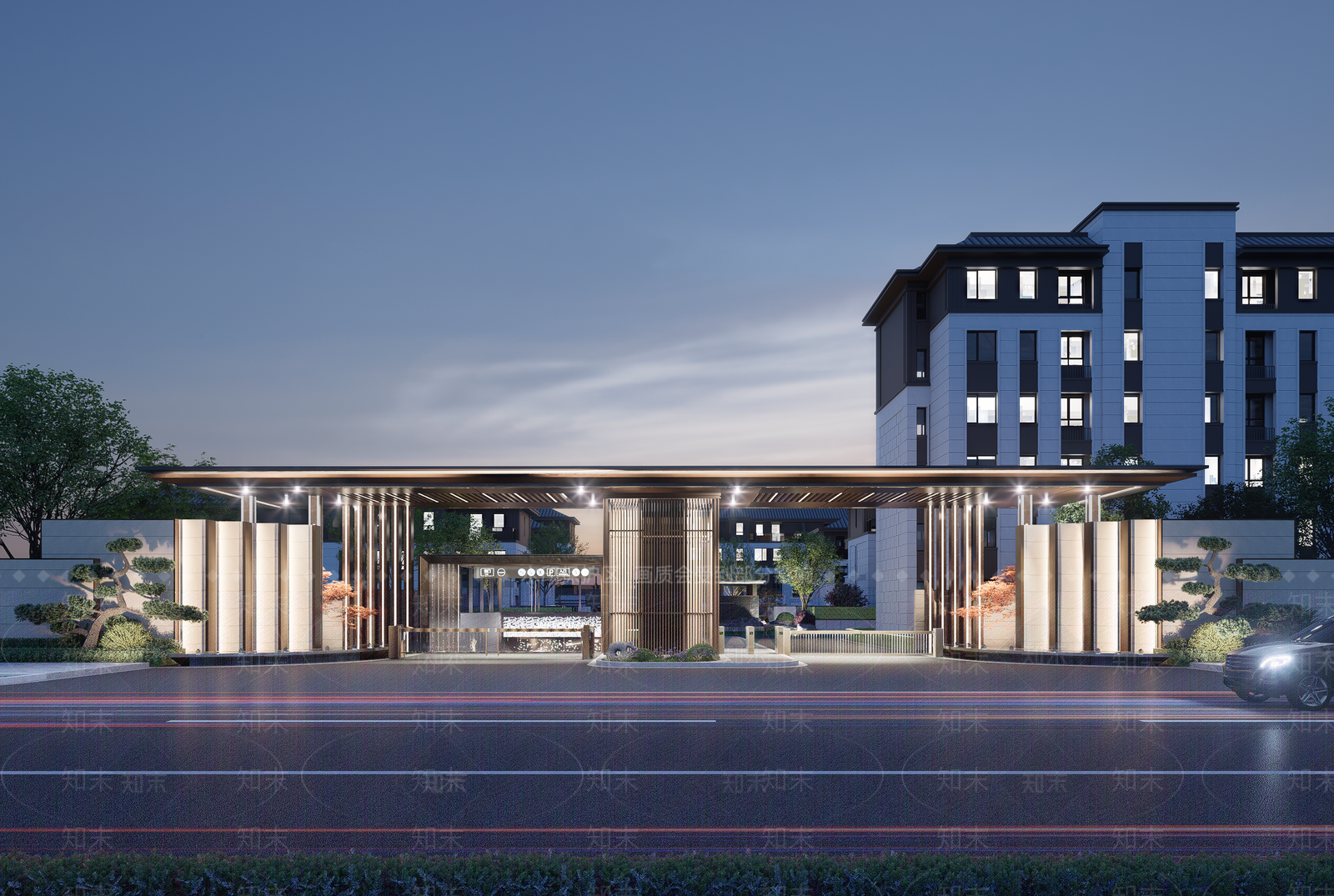 现代新中式大门SU模型下载【ID:1202195396】