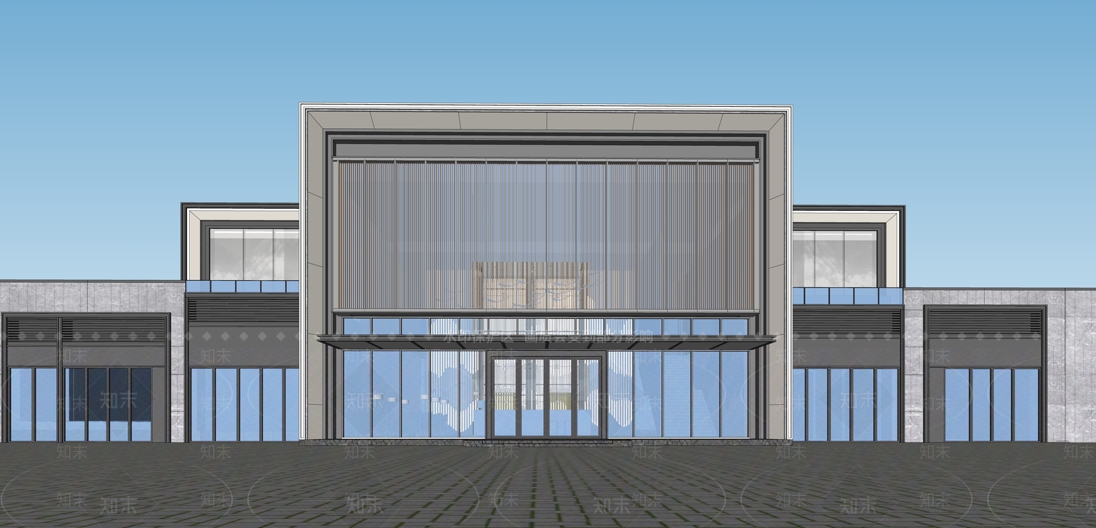 现代售楼处建筑SU模型下载【ID:1202203027】